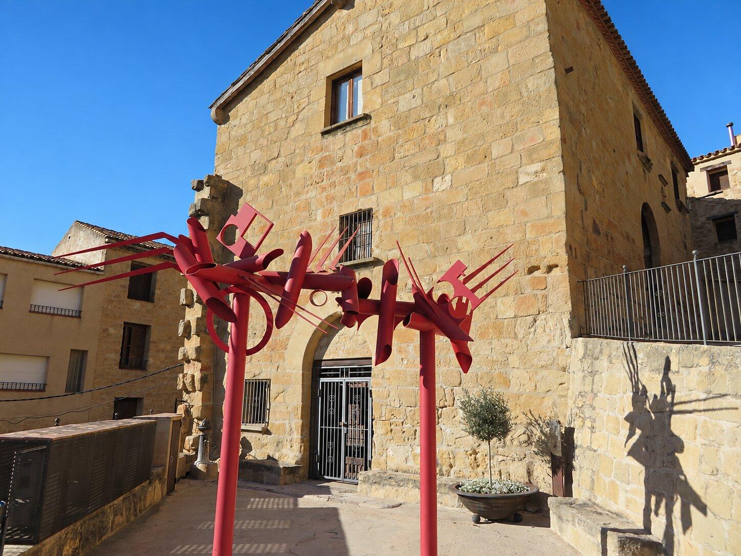 Centre Picasso entrance and red sculpture in Horta de Sant Joan